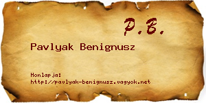 Pavlyak Benignusz névjegykártya